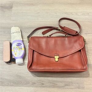 Vintage Coach burgundy brown Leather Briefcase with gold hardware Made in US